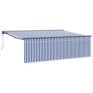 vidaXL Uitschuifbare luifel Blauw en Wit 400 &times; 300 cm