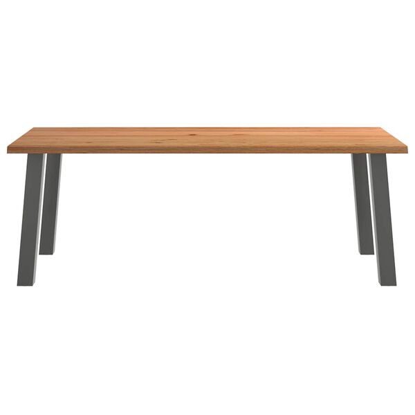 vidaXL Eettafel rechthoekig 220x100x74 cm massief eikenhout lichtbruin