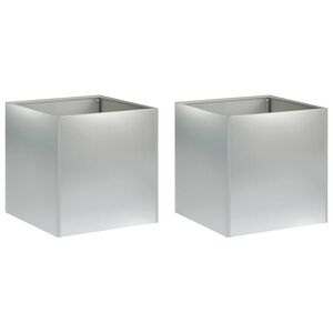 vidaXL Plantenbak 2 st zilver 45 x 45 x 45 cm Gegalvaniseerd staal