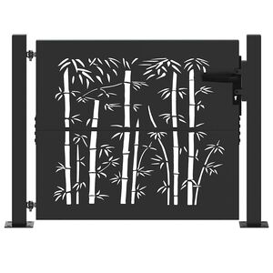 vidaXL Tuinpoort 110 x 105 cm Gepoedercoat staal Zwart Vergrendelbaar