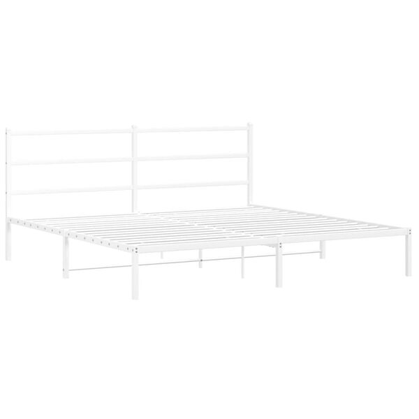 vidaXL Bedframe met hoofdbord metaal wit 200x200 cm