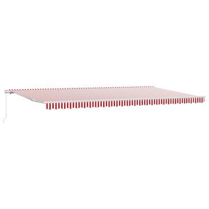vidaXL Uitschuifbare luifel Rood en Wit 600 &times; 350 cm
