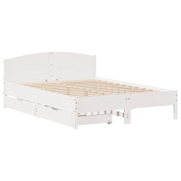 vidaXL Bedframe zonder matras massief grenenhout wit 140x200 cm