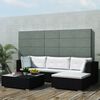 vidaXL 5-delige Loungeset met kussens poly rattan zwart