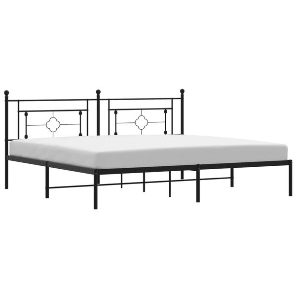 vidaXL Bedframe met hoofdbord metaal zwart 200x200 cm
