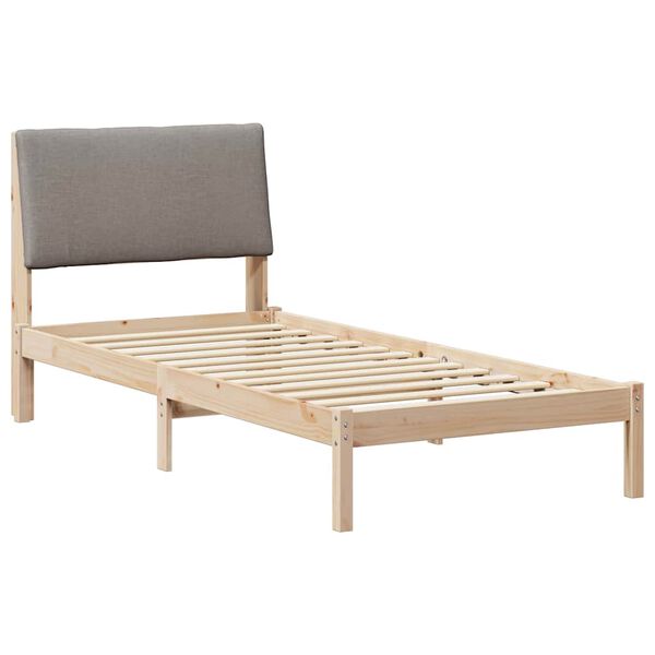 vidaXL Bedframe Bruin en taupe 90 x 190 cm Massief grenenhout
