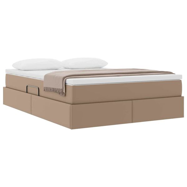 vidaXL Opslag bed met matras Cappuccino 140 x 190 cm Nep Leer