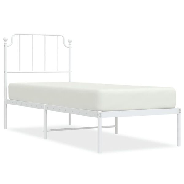 vidaXL Bedframe met hoofdbord metaal wit 80x200 cm