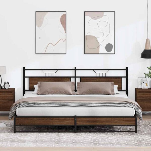 vidaXL Bedframe zonder matras metaal bruin eikenkleur 193x201 cm