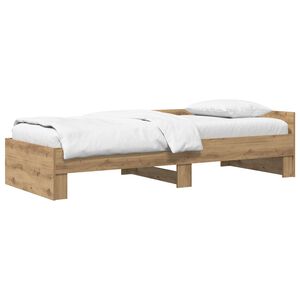vidaXL Bedframe met Hoofdeinde Artisanaal eiken 80 x 200 cm