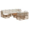 vidaXL Tuinbankenset 10 st Natuurlijk en Cr&egrave;me Wit poly rattan