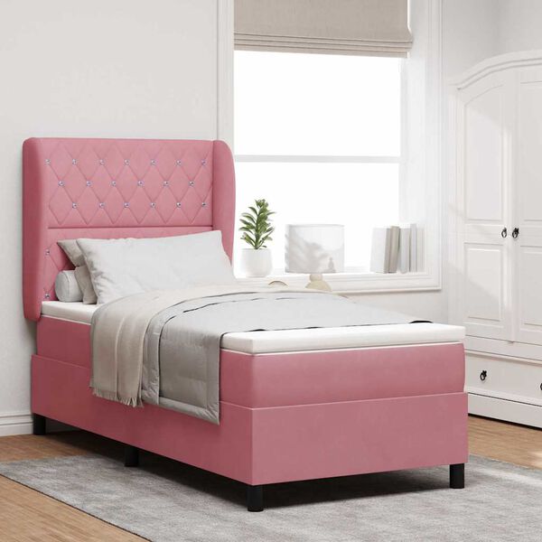vidaXL Boxspringbed met matras Roze 190 x 90 cm Polyester