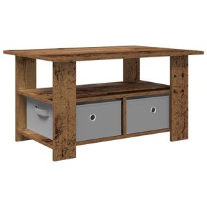 vidaXL Salontafel met lade Oudhout 77 x 55 x 42 cm Bewerkt hout