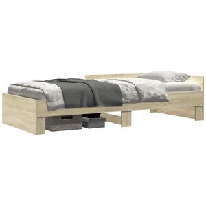 vidaXL Bedframe met Hoofdeinde Sonoma Eiken 80 x 200 cm Bewerkt hout