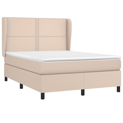 vidaXL Boxspring met matras kunstleer cappuccinokleurig 140x200 cm