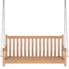 vidaXL Schommelbank met blauw kussen 120 cm massief teakhout