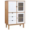 vidaXL Hoge kast OTTA 85x43x125 cm massief grenenhout bruin en wit