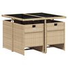 vidaXL 5-delige Tuinset met kussens poly rattan gemengd beige