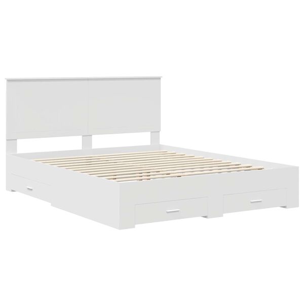 vidaXL Bedframe met hoofdeinde met lade Wit 160 x 200 cm Bewerkt hout