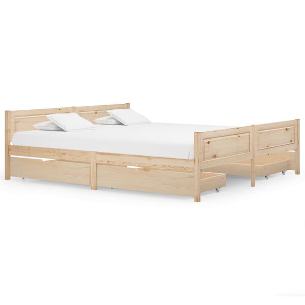 vidaXL Bedframe met 4 lades massief grenenhout 200x200 cm