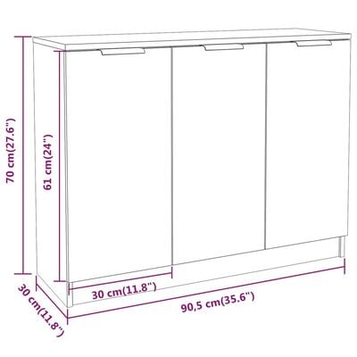 vidaXL Dressoir 90,5x30x70 cm bewerkt hout grijs sonoma eikenkleurig