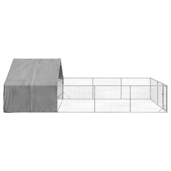 vidaXL Hondenkennel met ren 7x3x1,9 m gegalvaniseerd staal