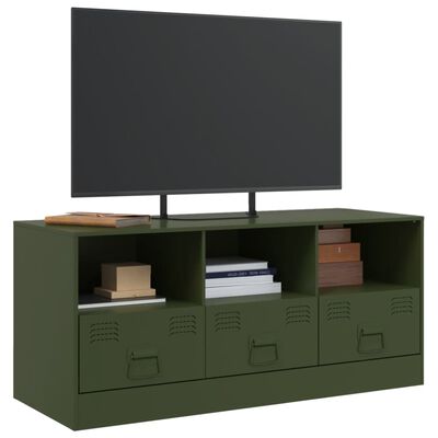 vidaXL Tv-meubel 99x39x44 cm staal olijfgroen