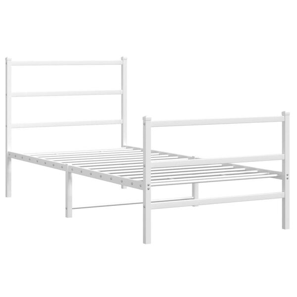 vidaXL Bedframe met hoofd- en voeteneinde&nbsp;metaal wit 90x200 cm