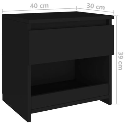 vidaXL Nachtkastje 40x30x39 cm bewerkt hout zwart
