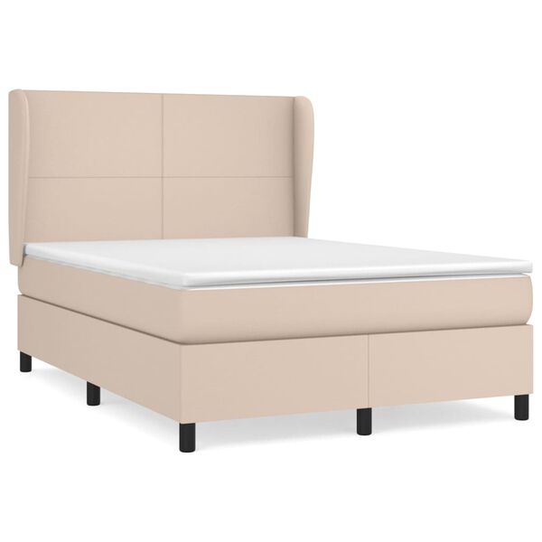vidaXL Boxspring met matras kunstleer cappuccinokleurig 140x190 cm