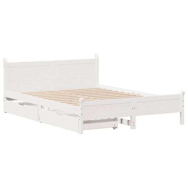 vidaXL Bedframe zonder matras massief grenenhout wit 140x190 cm