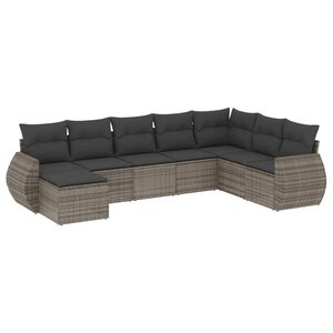 vidaXL 8-delige Loungeset met kussens poly rattan grijs