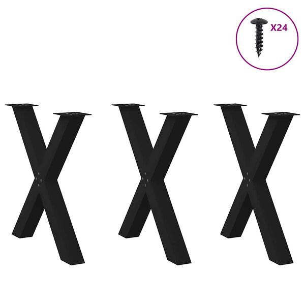 vidaXL Eettafelpoten 3 st X-vormig 70x(72-73) cm staal zwart