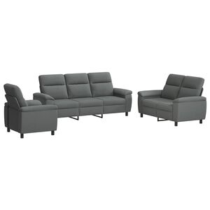 vidaXL Bankstel 3 pcs Donkergrijs Stof