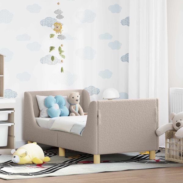 vidaXL Peuterbedframe met hoofdbord Lichtgrijs 70 x 140 cm Schapenstof