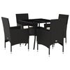 vidaXL 5-delige Tuinset met kussens poly rattan en glas zwart