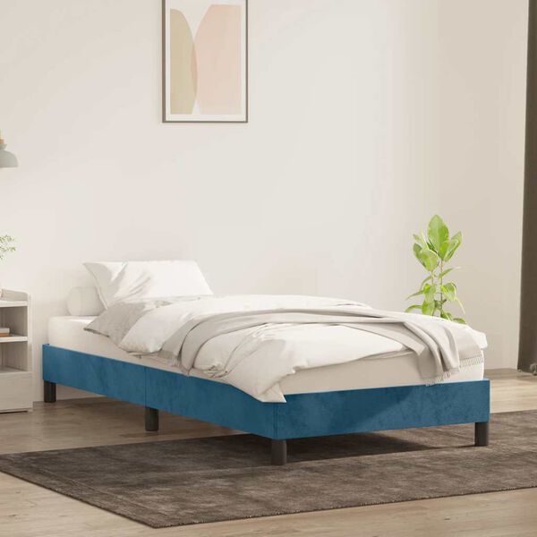 vidaXL Bedframe zonder matras 80x220 cm fluweel donkerblauw