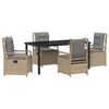 vidaXL Tuin eettafelset 5 st Beige en Licht Grijs poly rattan