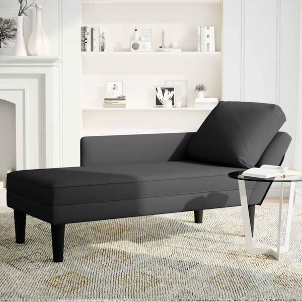vidaXL Chaise longue met kussen en rechterarmleuning fluweel zwart