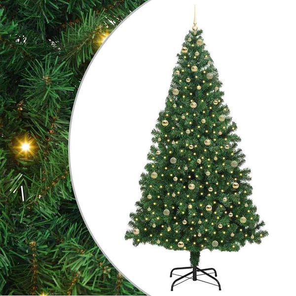 vidaXL Kunstkerstboom Groen 240 cm PVC en Staal en Kunststof
