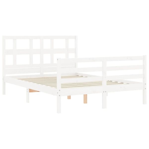 vidaXL Bedframe met hoofdbord massief hout wit
