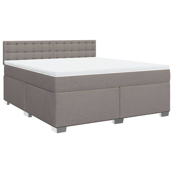vidaXL Boxspring met matras stof taupe 180x200 cm