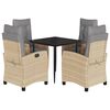 vidaXL 5-delige Tuinset met kussens poly rattan gemengd beige