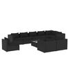 vidaXL 10-delige Loungeset met kussens poly rattan zwart