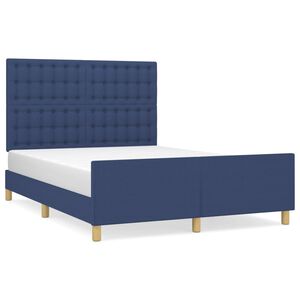 vidaXL Bedframe zonder matras stof blauw 140x200 cm
