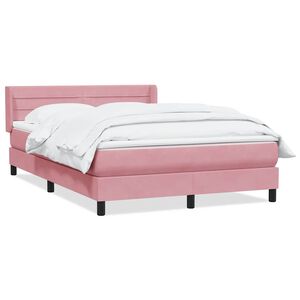 vidaXL Boxspring met matras fluweel roze 160x210 cm