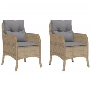 vidaXL Tuinstoelen 2 st met kussens poly rattan gemengd beige