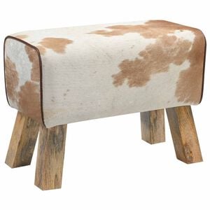 vidaXL Bank 60 x 30 x 45 cm Echt Leer Bruin en wit