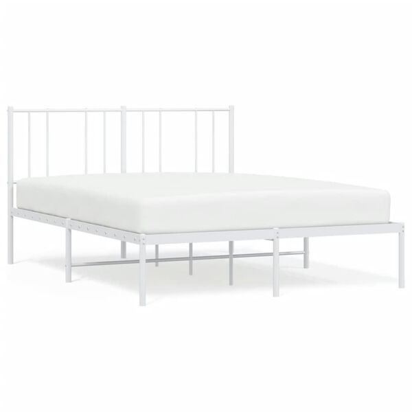 vidaXL Bedframe met hoofdbord metaal wit 140x190 cm