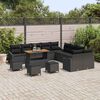 vidaXL Tuinbankenset met kussen 14 pcs Zwart poly rattan